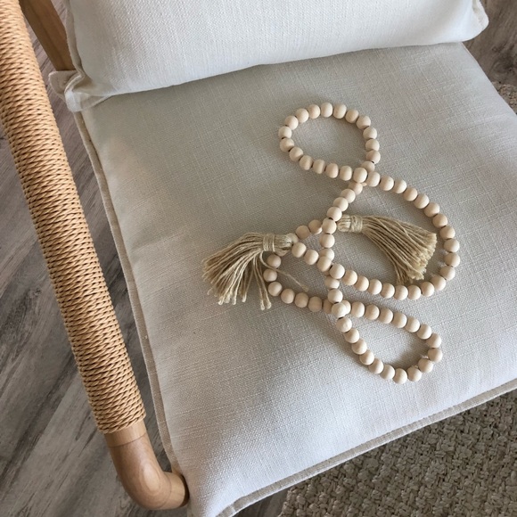 SOLD OUT. LONG DECORATIVE WOODEN BEADED TASSLE - Picture 2 of 4